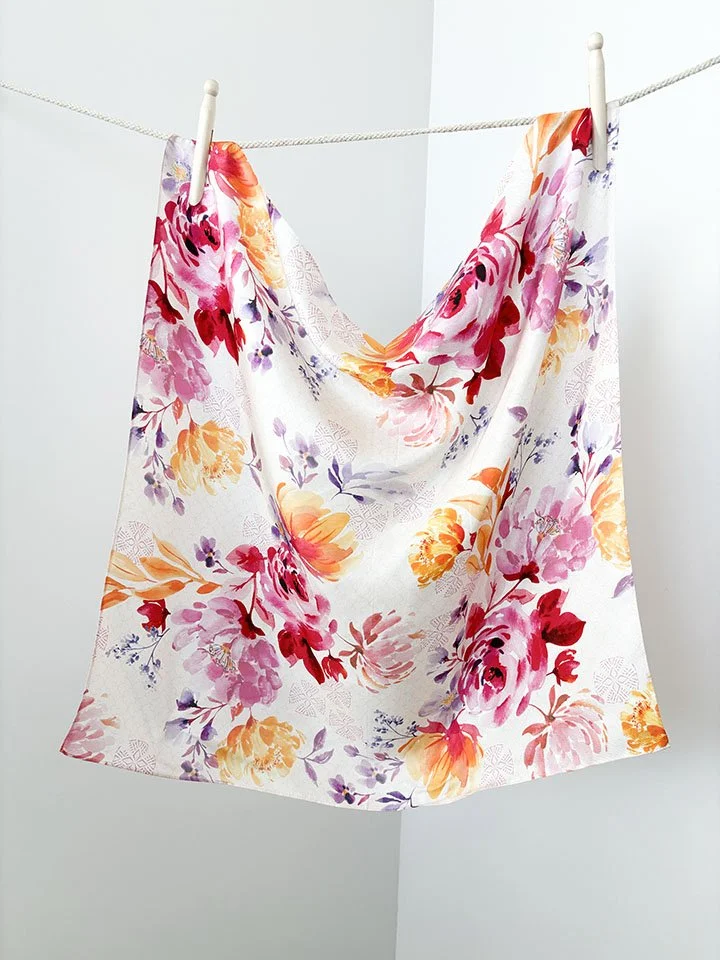 Pink Peonies Silk Scarf