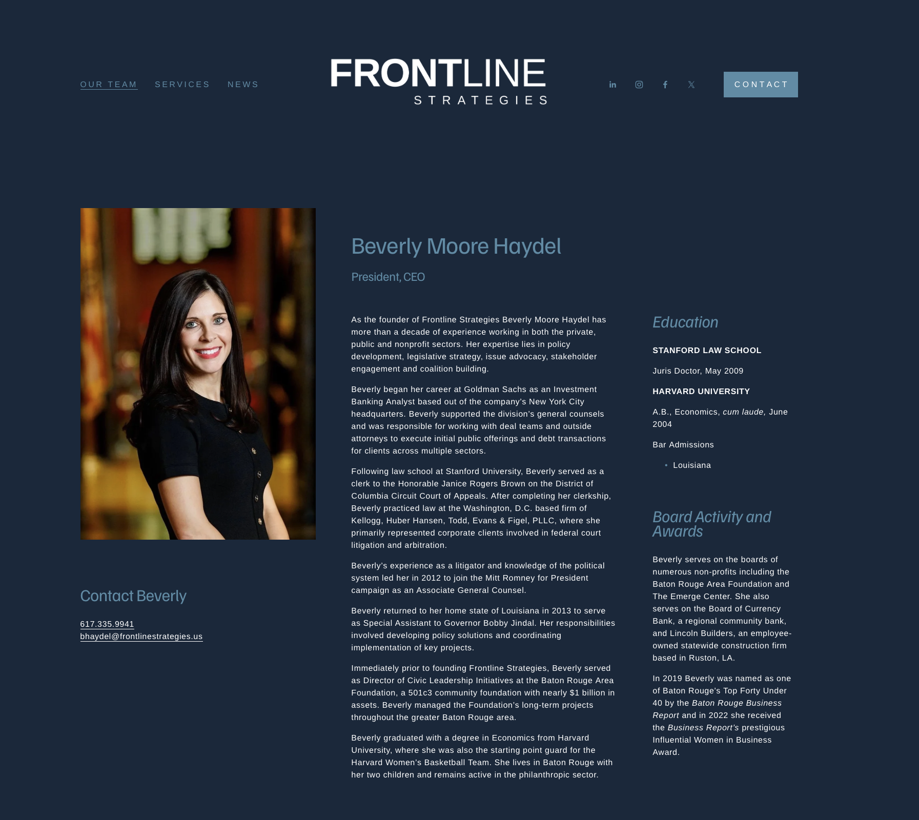 Beverly Moore Haydel, Frontline Strategies