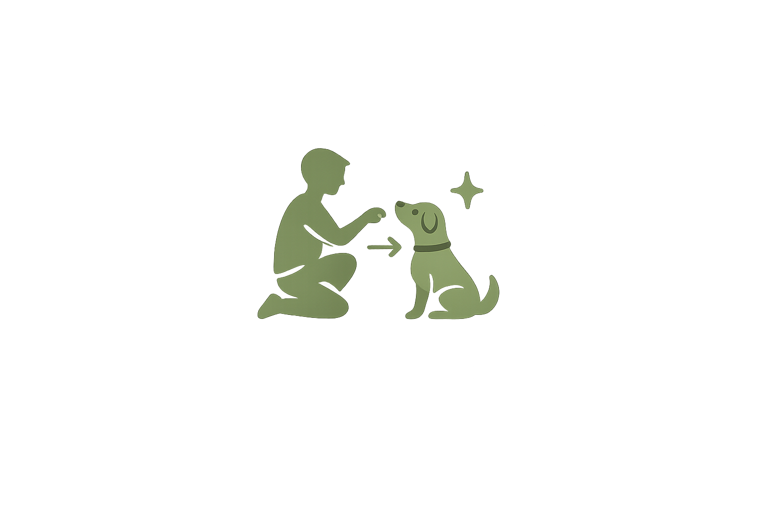 A Green Icon of a Dog Owner And Their Dog Meant To Represent Dog Training