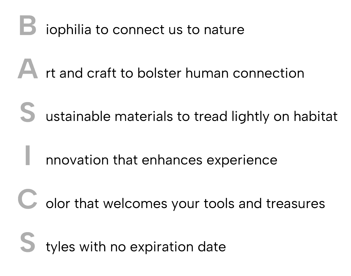 A black and white logo with the word 'Basics' written vertically on the left side, featuring a stylized star design to the right of the text.