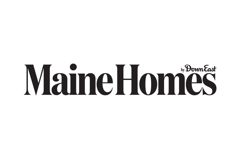 Black text reading 'Maine Homes' with smaller text above it that says 'by Down East' on a white background.