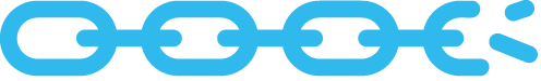 Close-up of a blue chain link connection.