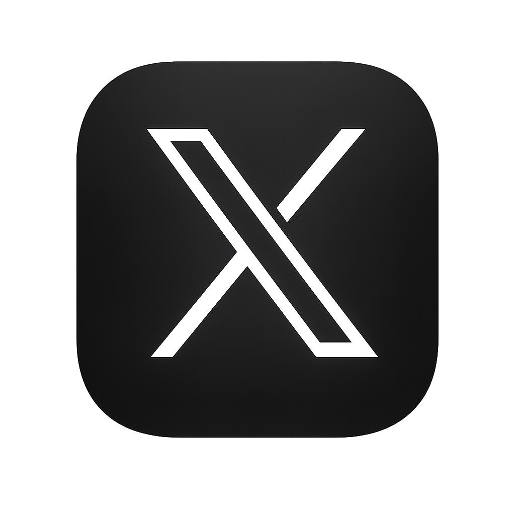 Icon with a black background and a white stylized X in the center.