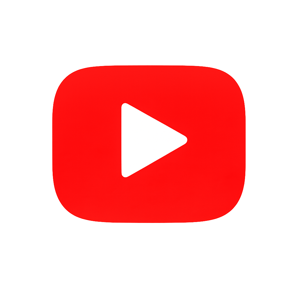 Close-up of a red YouTube play button icon with a white triangle inside, on a black background.