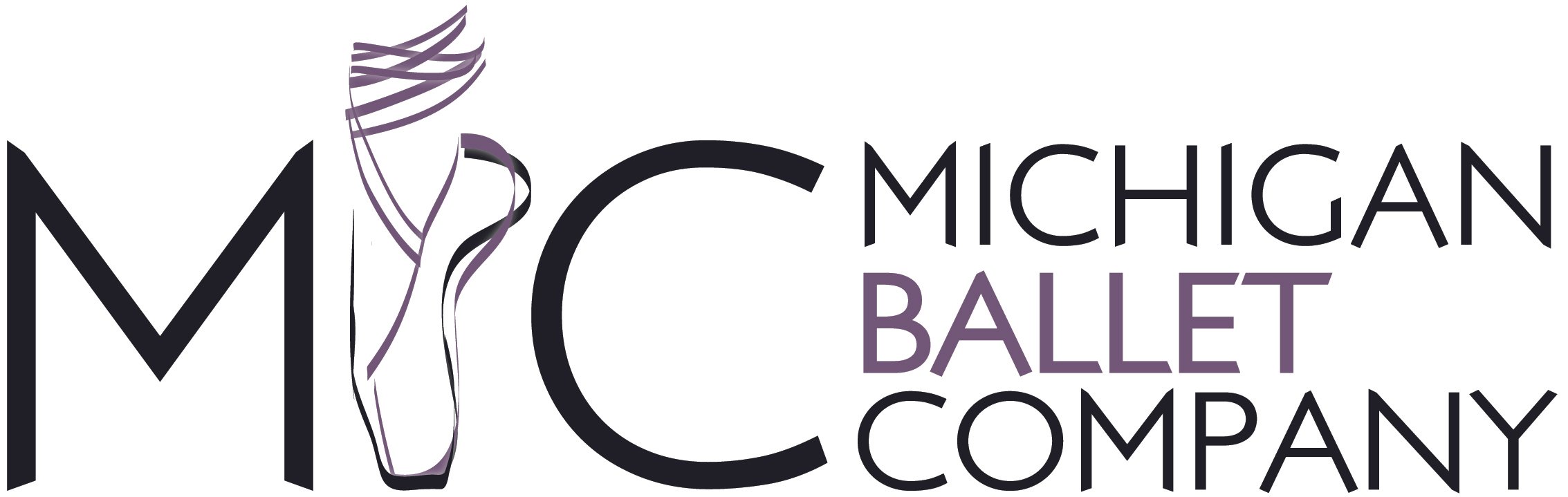 Logo of Michigan Ballet Company with stylized ballet dancer silhouette integrated into the letter M.
