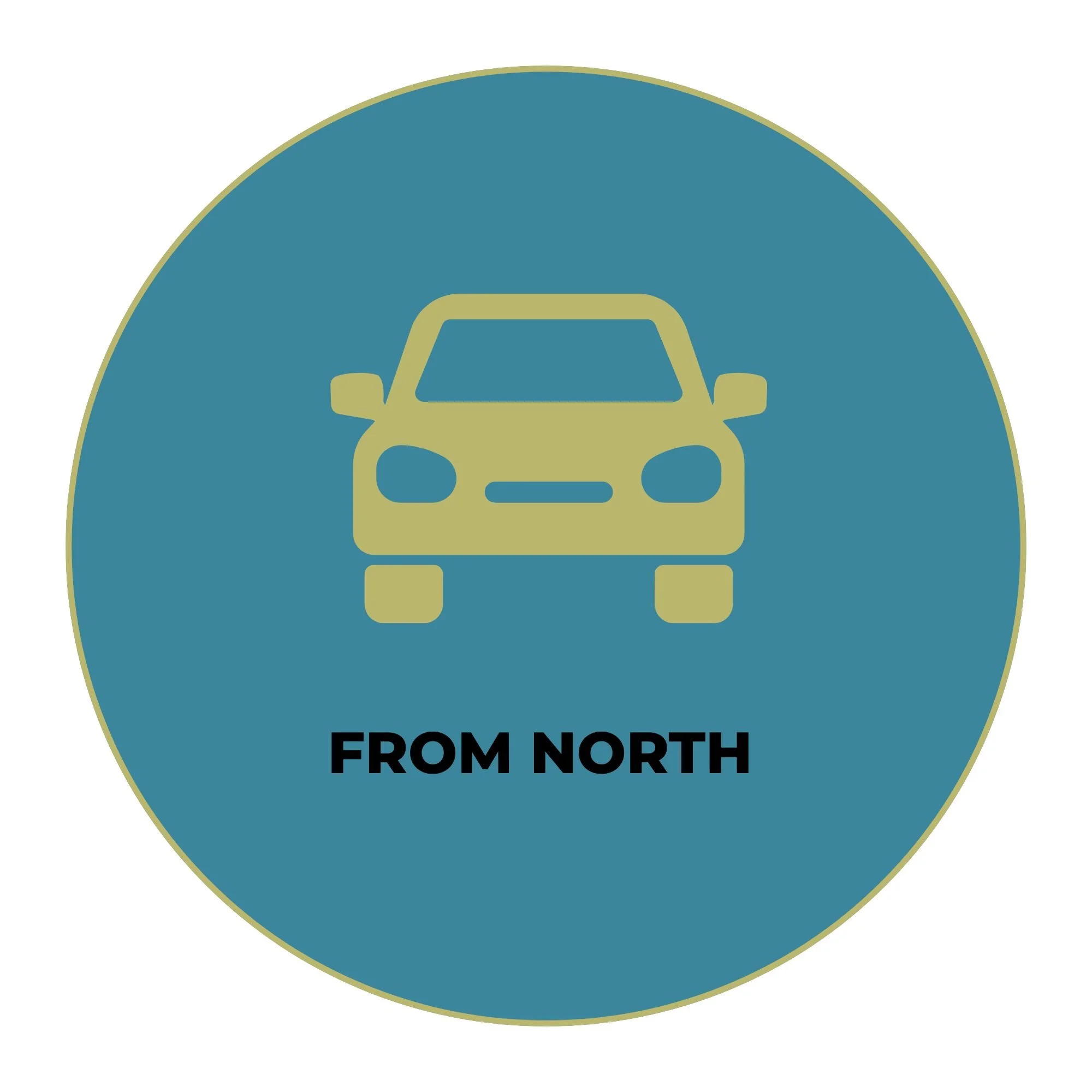Green icon of car in turquoise blue circle