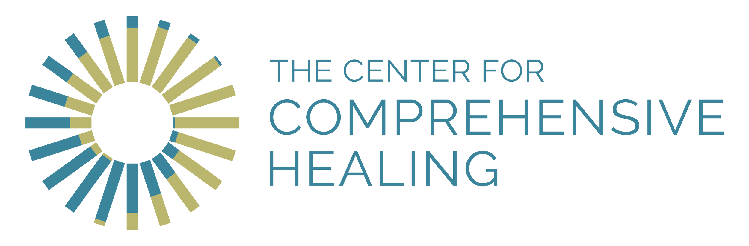 Logo for The Center for Comprehensive Healing with green and blue circular mark