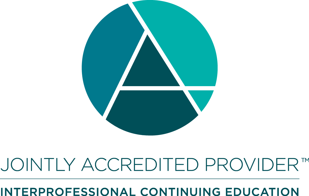 Logo for a healthcare provider with a circular geometric design and the text 'Jointly Accredited Provider' and 'Interprofessional Continuing Education'.