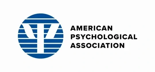Logo of the American Psychological Association with a blue circular emblem and black text.
