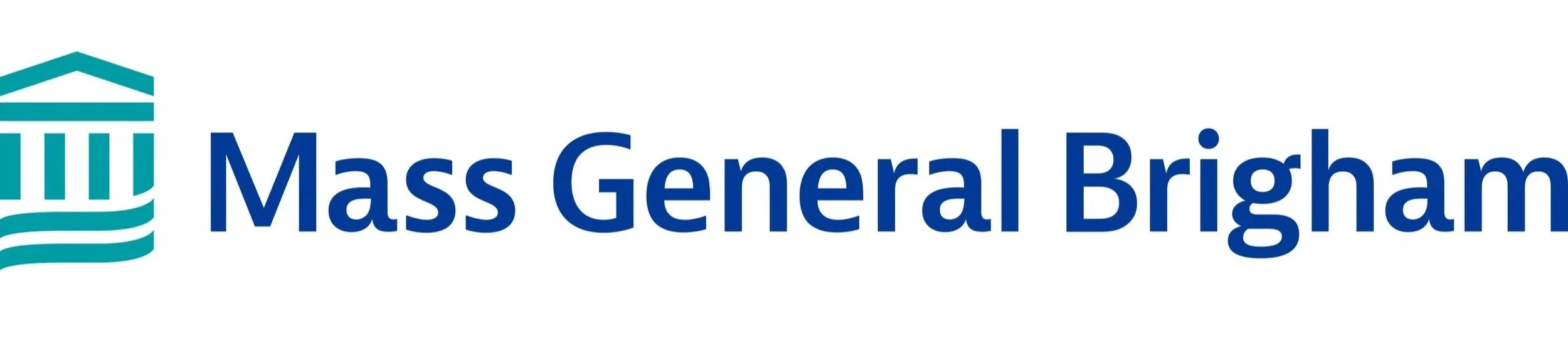 Logo for Mass General Brigham with blue-green hospital shaped mark