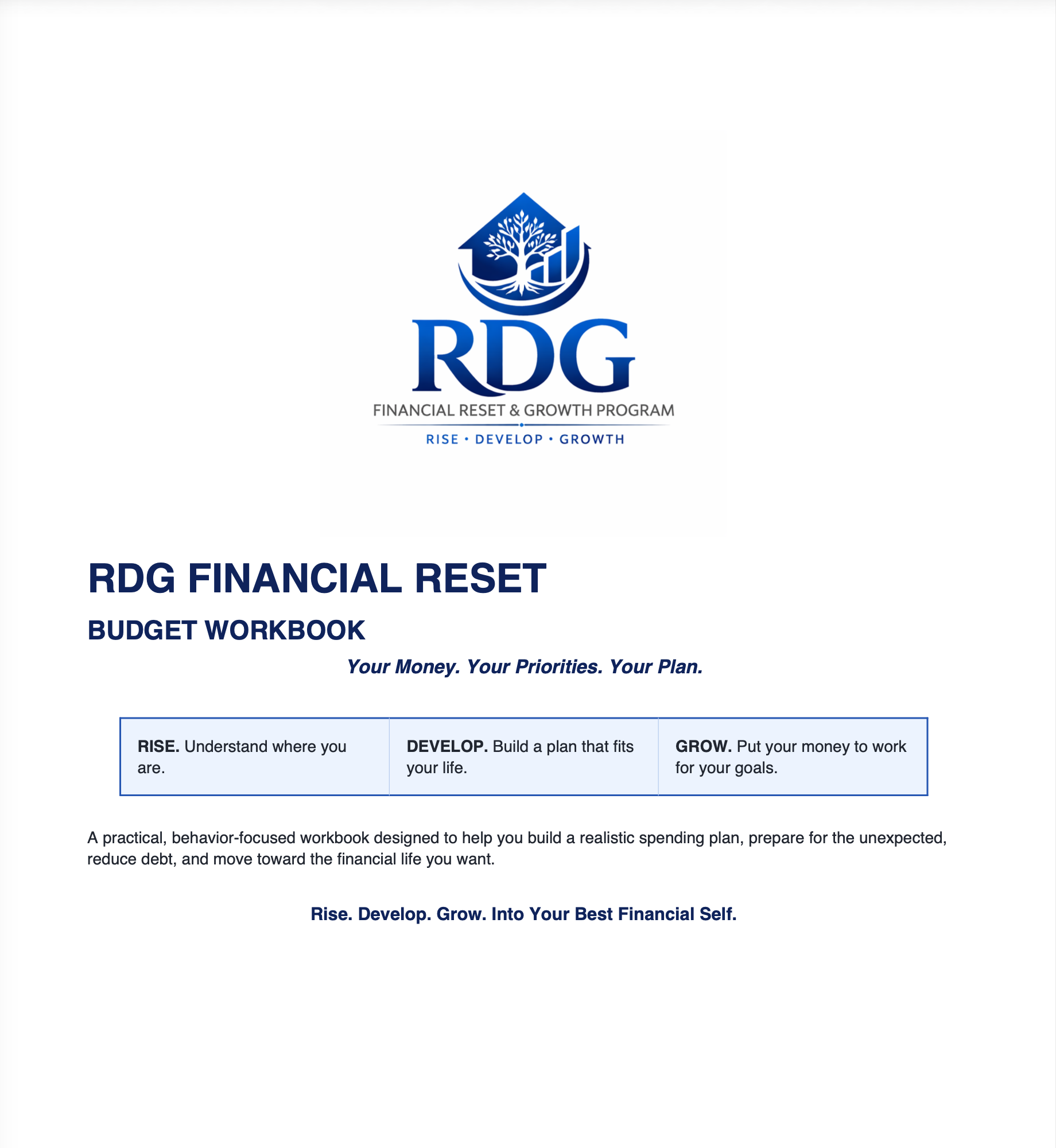 RDG Financial Reset Budget Workbook
