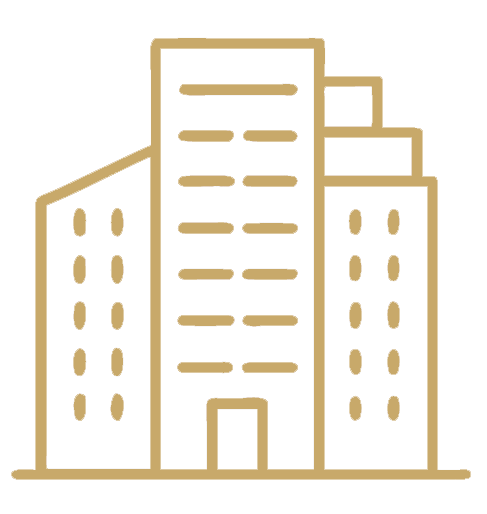 Outline of a city building with multiple floors and windows.