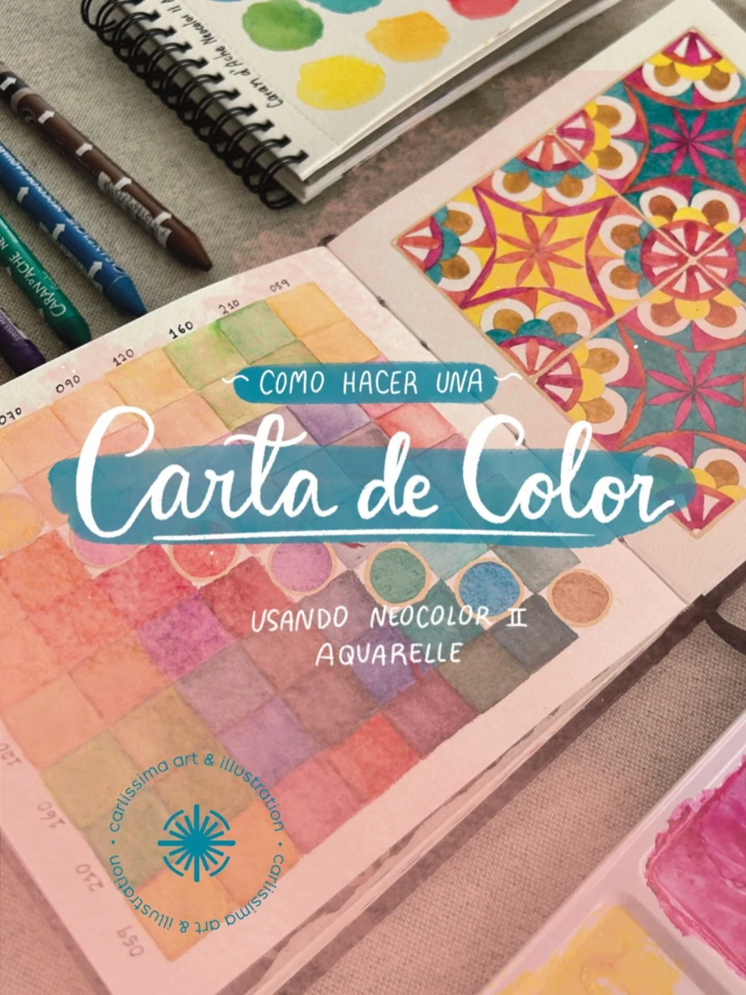 Ya tienes disponible nuevo video de youtube 🎬 para que aprendas a hacer una carta de color con tus acuarelas (pero aplica para cualquier otro material).

Aprovech&eacute; para hacer mezclas entre 8 de los 10 crayones de cera acuarelables (no inclu&i