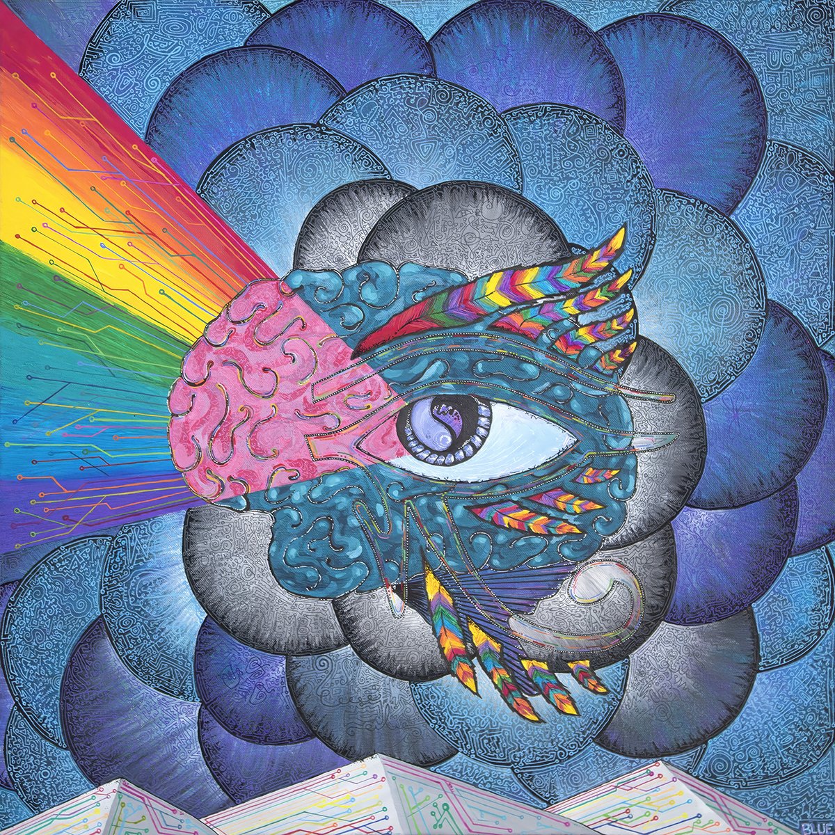 Awakening Plant medicine Artwork sacred geometry by blue lotus rising biogeometry healing art