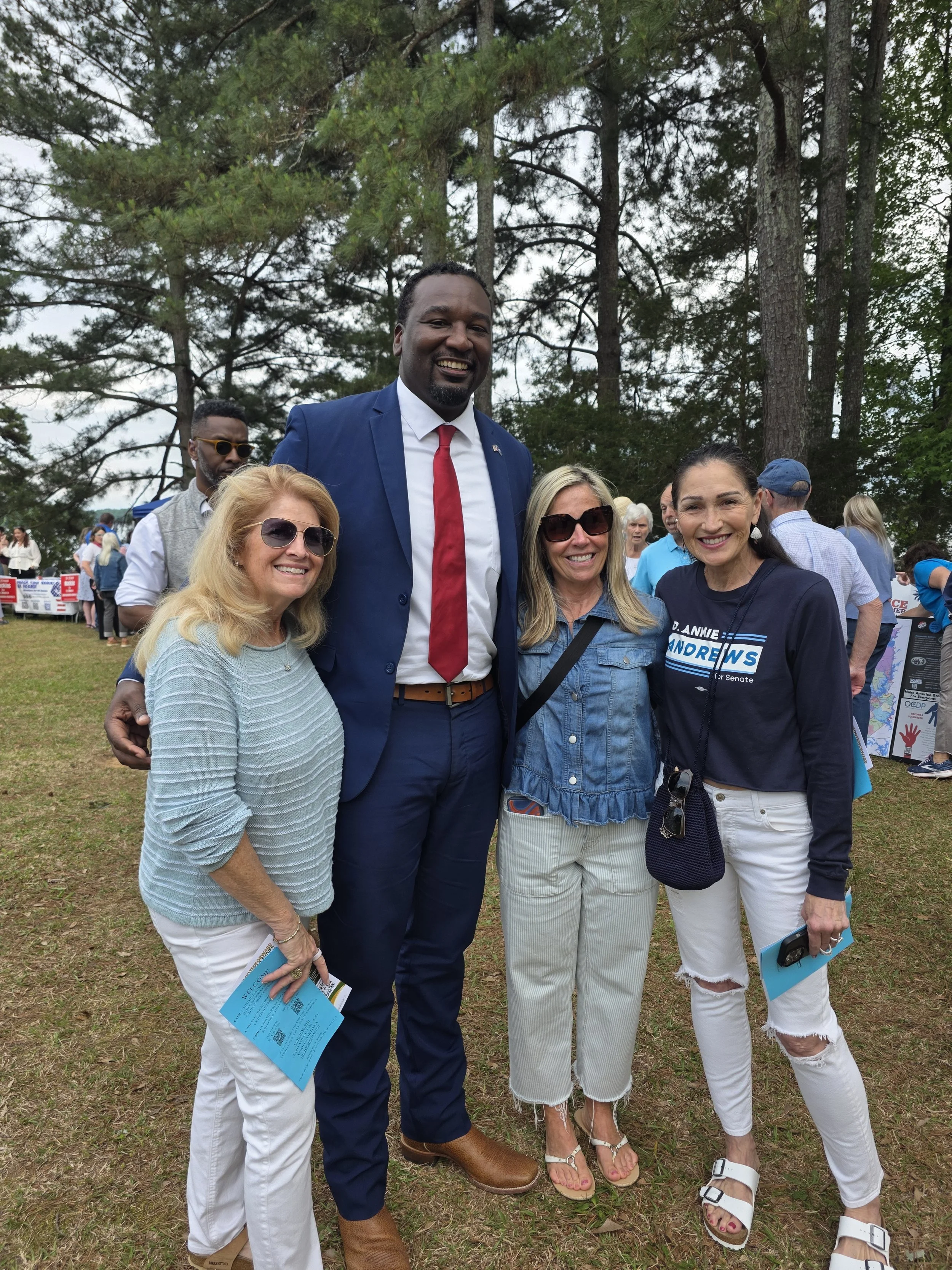 Jermaine Johnson for SC Governor speaks with voters at Biggerstaff Retreat on Lake Keowee in Seneca, SC