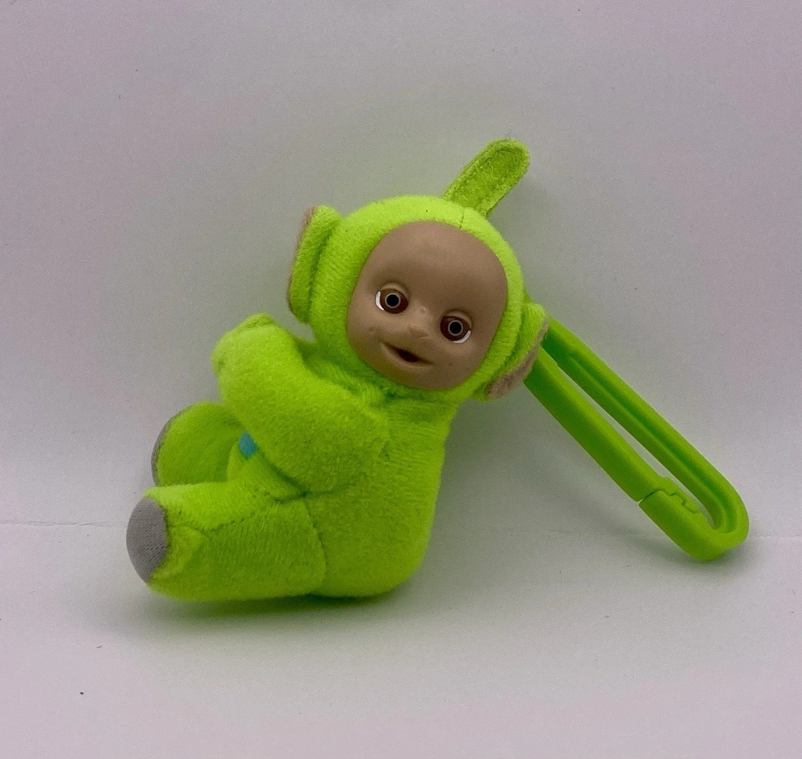 Vintage Green Dipsy Teletubby Doll Plush Po Keychain Backpack Clip Vinyl Face