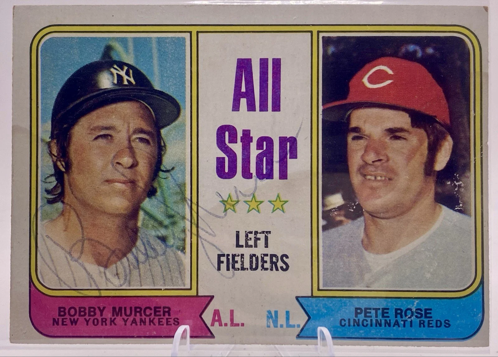 1974 Topps - All Star Left Fielders Pete Rose, Bobby Murcer #336 MLB Auto Signed