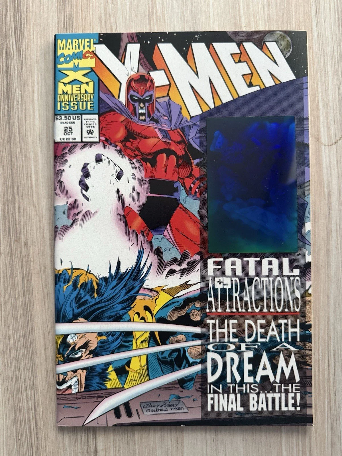 X-Men #25 (1993) Fatal Attractions Magneto vs Wolverine Hologram Cover