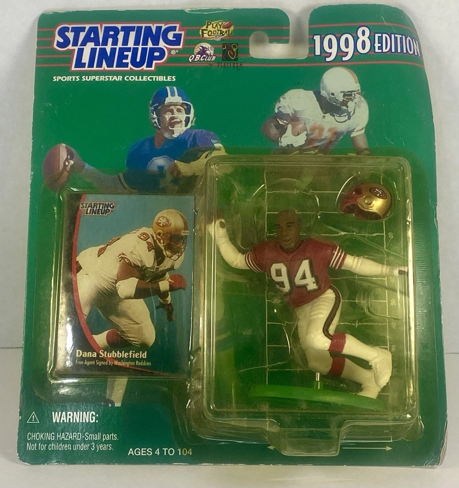 1998 STARTING LINEUP KENNER DANA STUBBLEFIELD SAN FRANCISCO 49ERS FREE SHIP NIP
