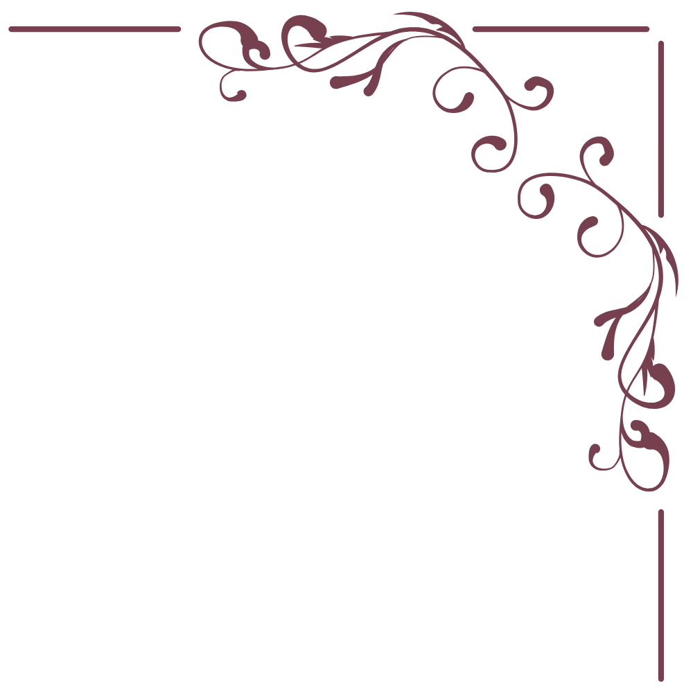 Decorative black background with purple floral corner designs in the top right and bottom right, framing the space in the center.