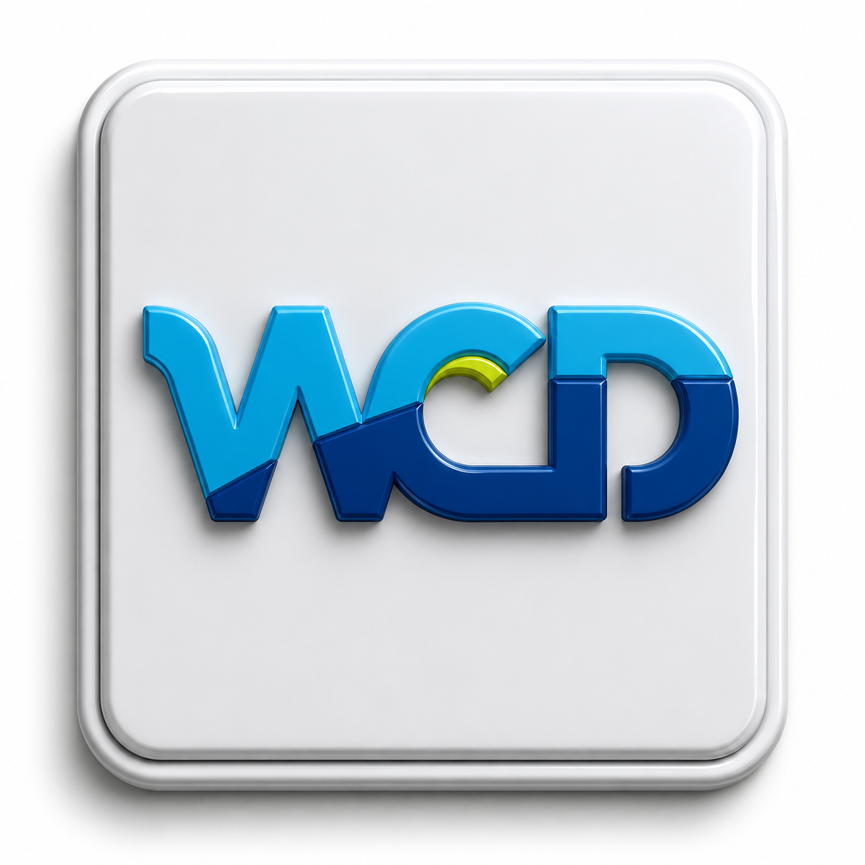 WD logo with blue and green colors on a digital interface.