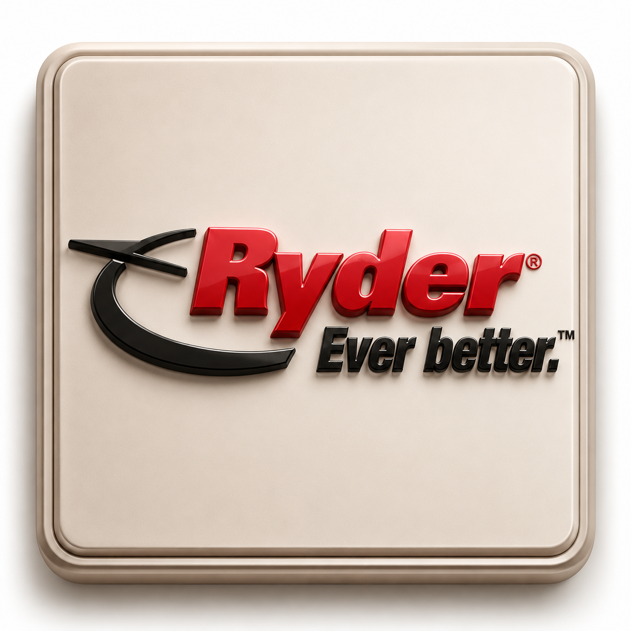 Ryder logo with the slogan "Ever better" on a beige background