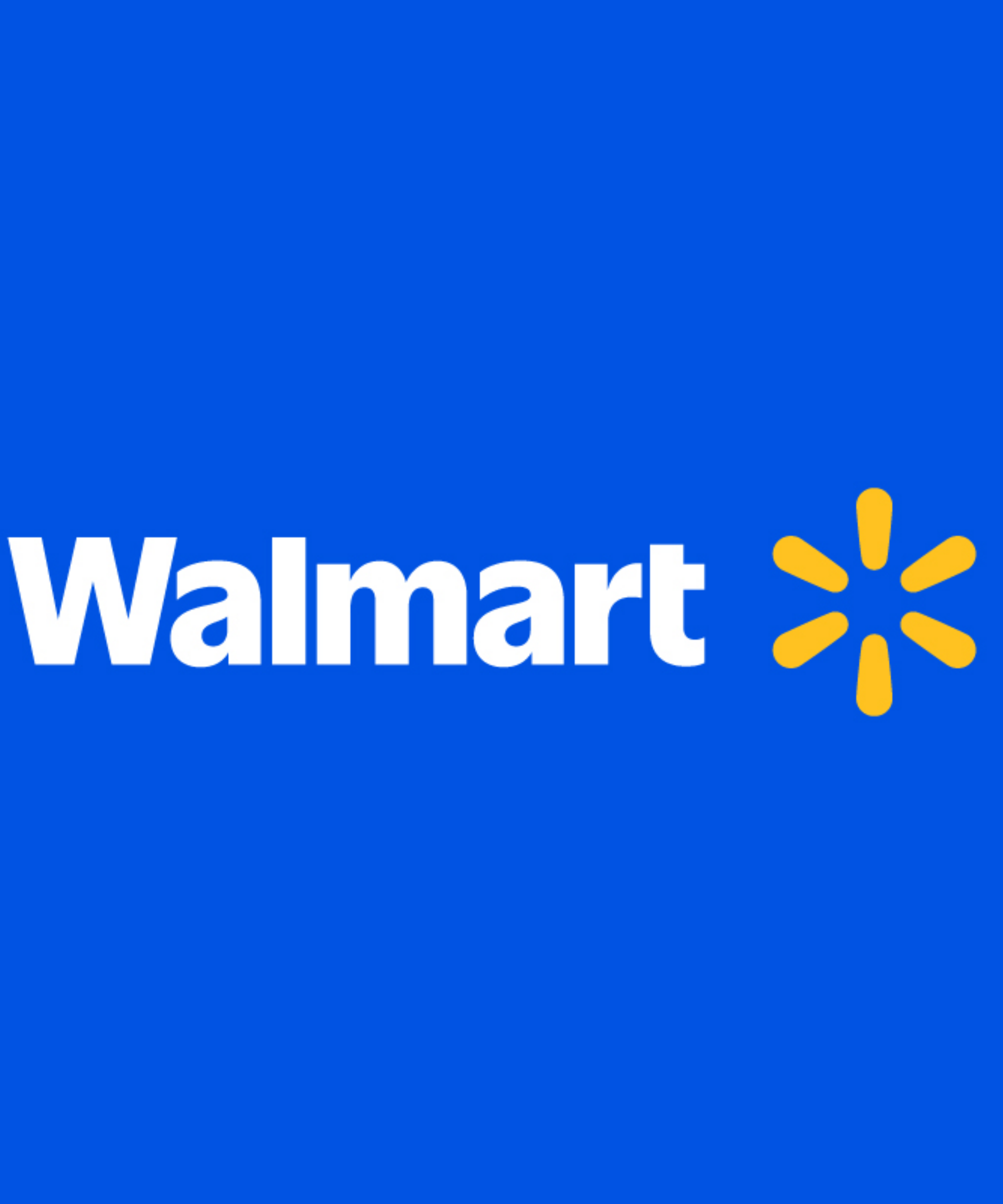 Walmart logo on a blue background with a yellow spark symbol.