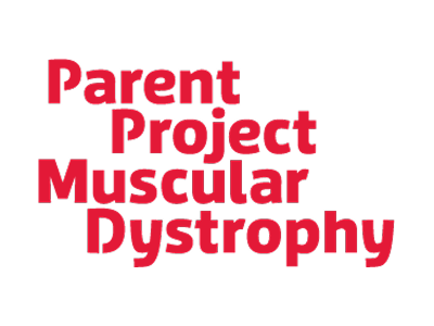 Text reading "Parent Project Muscular Dystrophy" in bold red font on a white background.