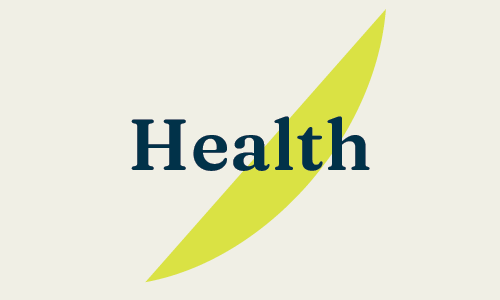 The word "Health" with a lime green swoosh underlying part of it.