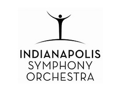 Logo of the Indianapolis Symphony Orchestra featuring a stylized human figure and the text 'Indianapolis Symphony Orchestra.'