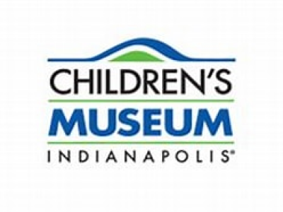 Children's Museum Indianapolis logo with hills design in blue, green, and black text