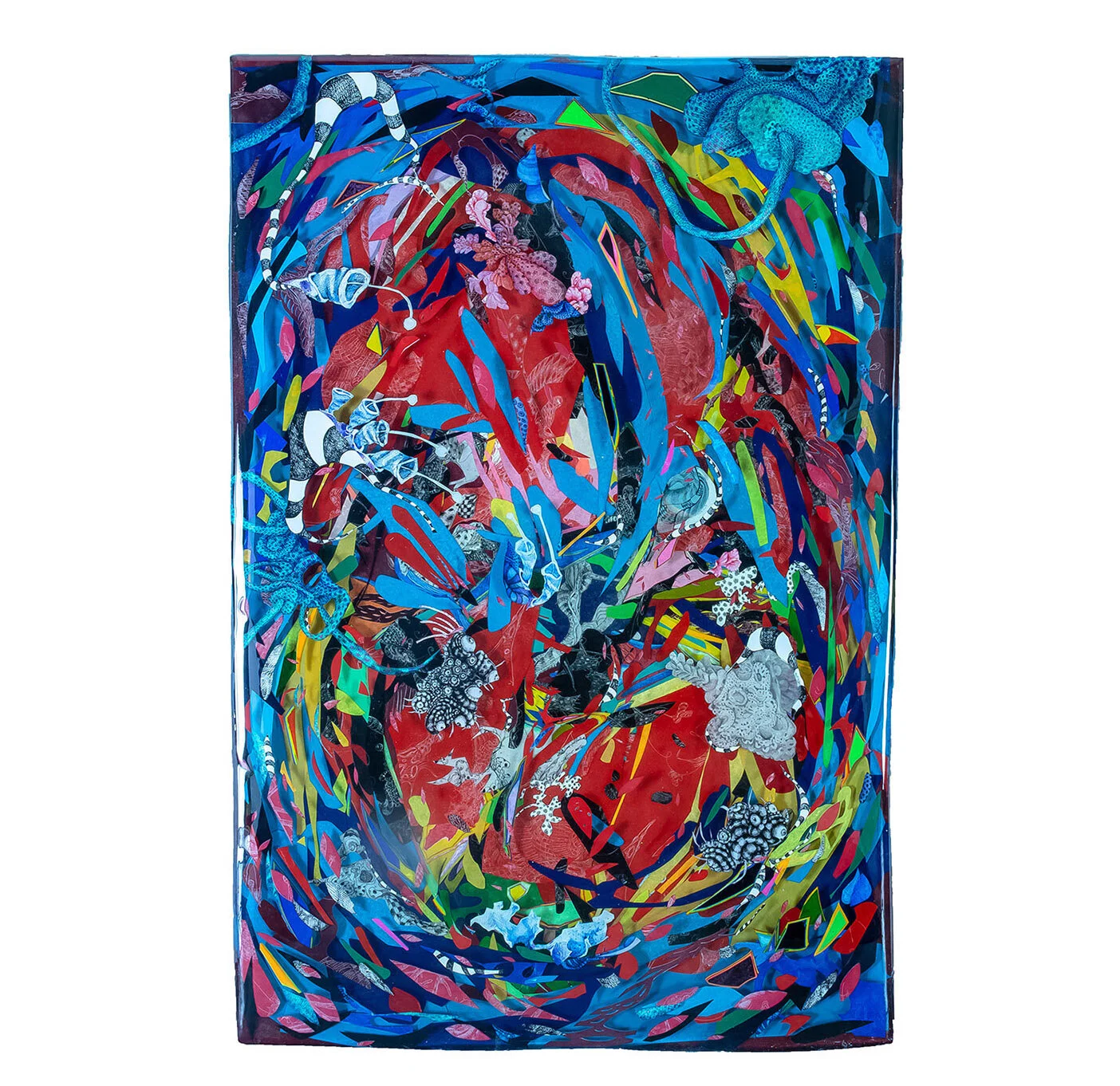 The Evolution, 30.5”x 20.5”x1”, 2009-2019, mixed media: resin