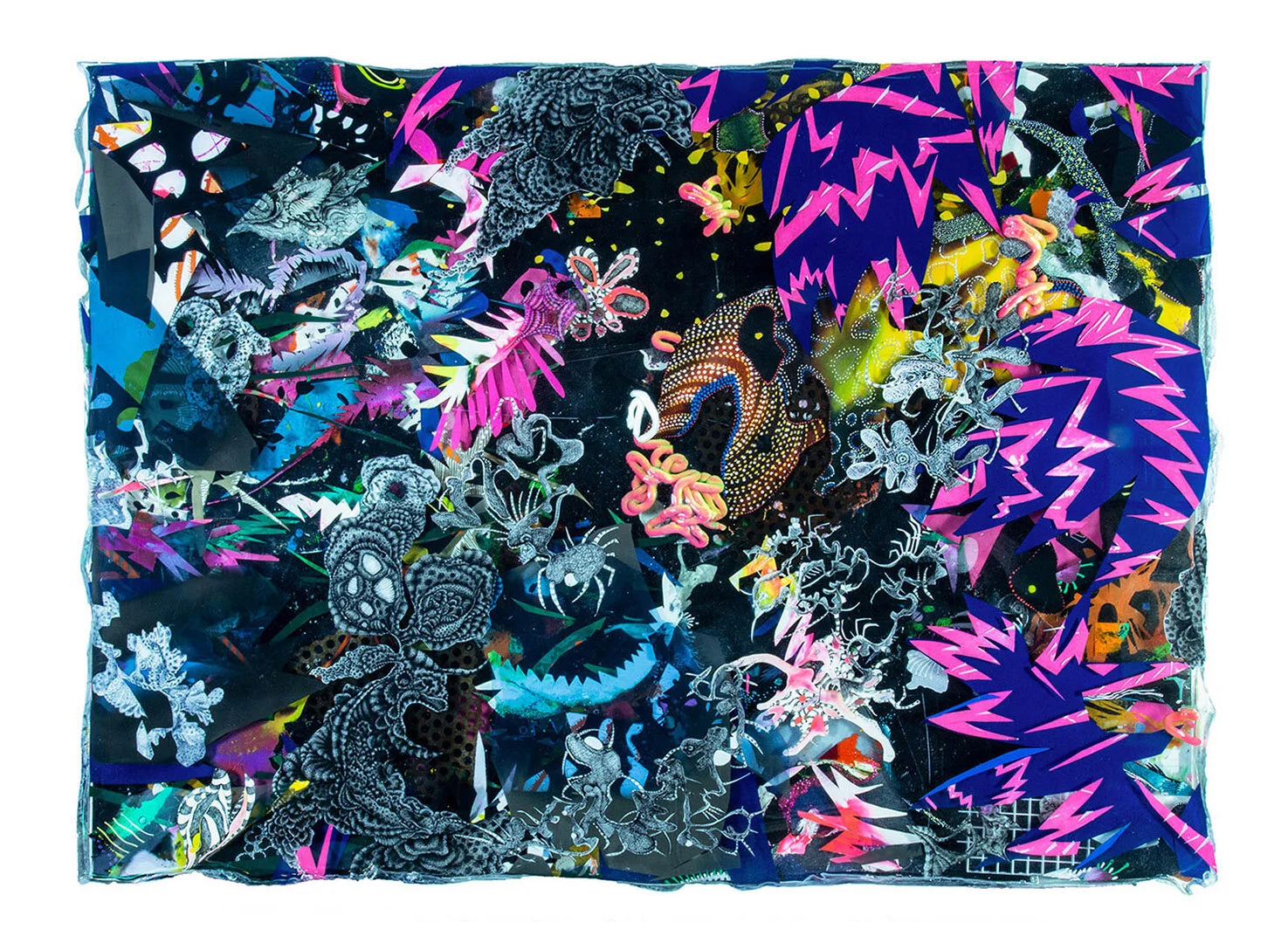 Conflict, 35” x 48” x 2.5”,  2009-2019, mixed media: resin