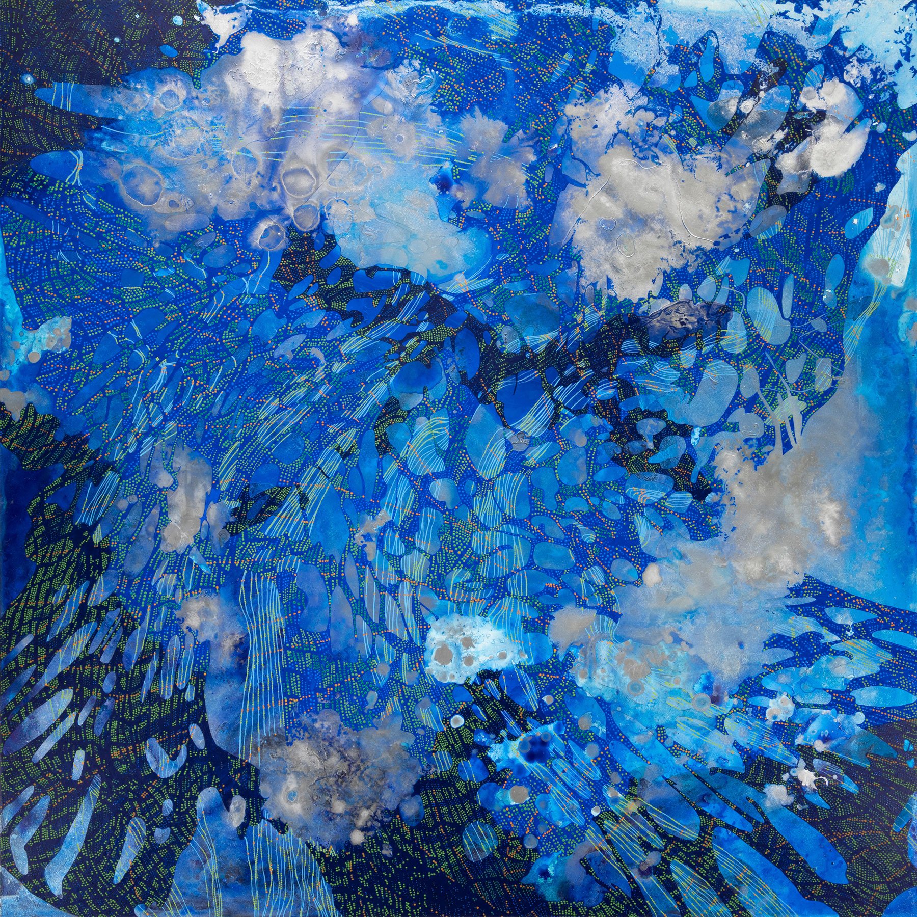 Into the Deep, Acrylic on panel, 36 x 36 inches, 2025