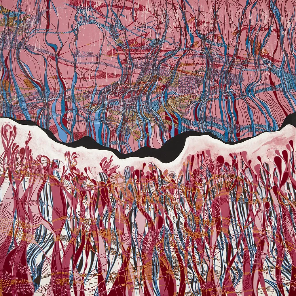 Here Not, acrylic on panel, 30x30, 2024