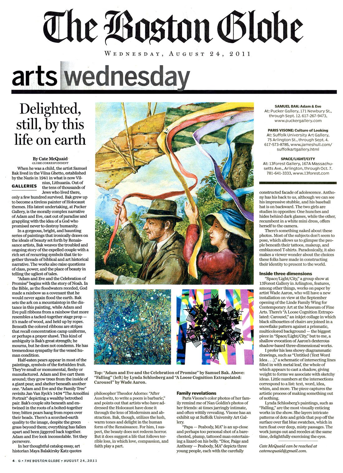 Scan of newspaper page with masthead, text and color images