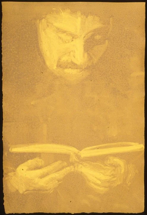 Untitled (man reading), 1993, monoprint, 22.5 x 15