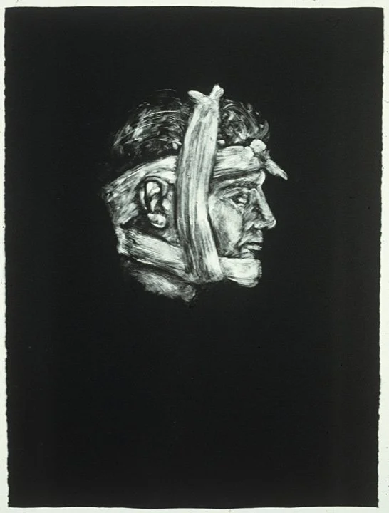 Untitled (banadged head), 1991, monoprint, 30 x 22