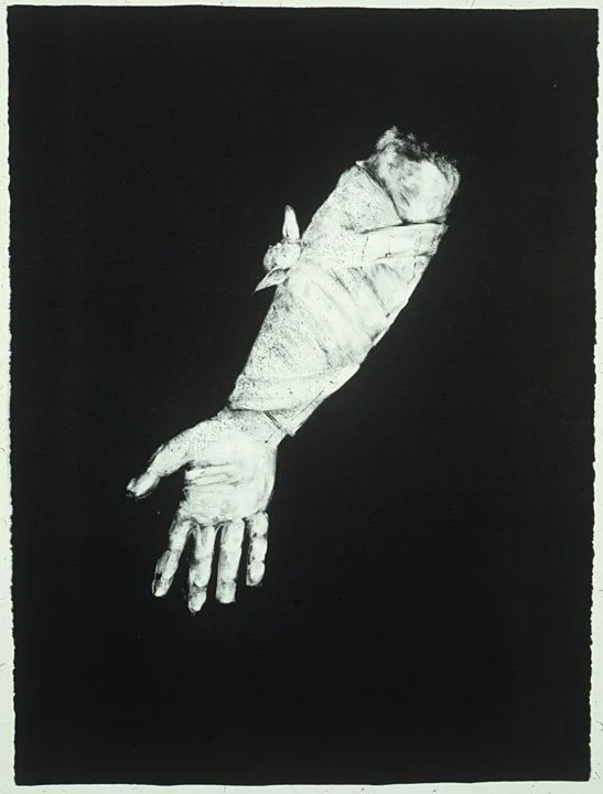 Untitled (bandaged forearm), 1991, monoprint, 30 x 22