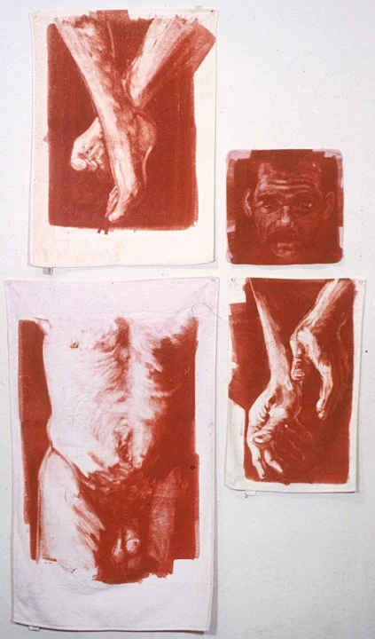 Untitled (towels), 1995, monoprint on cotton towels, 71 x 41