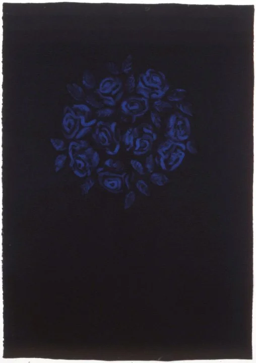 Untitled (Blue Roses), 1991, monoprint, 30 x 20.5