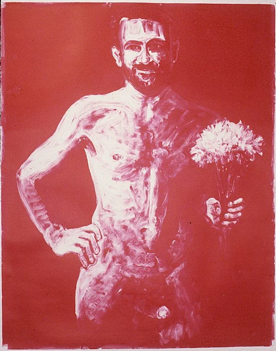 Untitled (figure with flowers), 1994, monoprint, 60 x 48