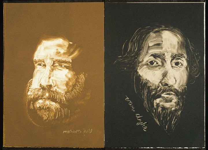 Spread from Beard Book, 1994, artists book of monoprints