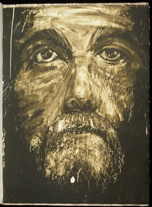 Page from The Emperors Heads, 1995, artists book of monoprints, 30 x 22 x .5
