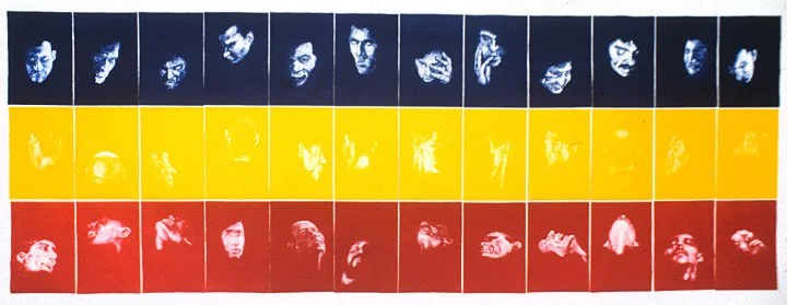 Untitled (spirit faces), 1991, 36 monoprints, 19 x 13 each