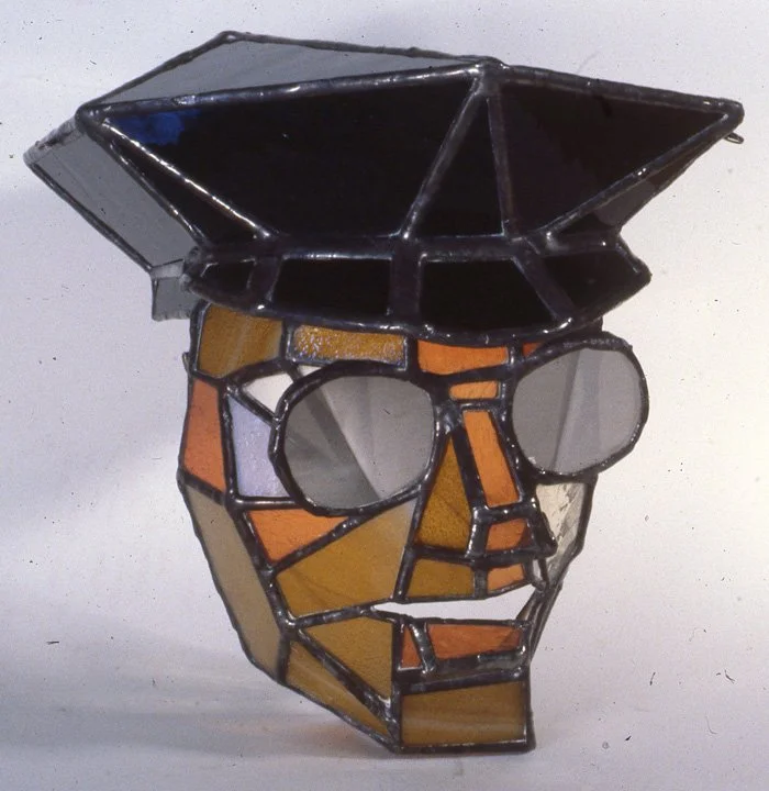 Police Mask, 1981, stained glass, 11 x 10 x 12