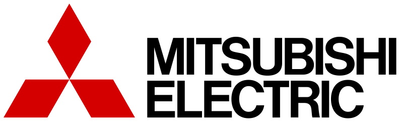 Het logo van Mitsubishi Motors, bestaande uit drie rode vierkanten die een driehoek vormen.