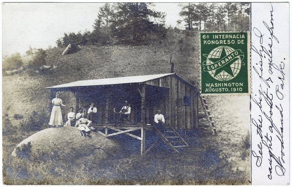 Cabin Postcard with Stamp
