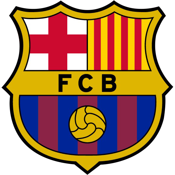 The FC Barcelona football club emblem featuring a red cross, red and yellow stripes, the letters FCB, and a yellow football.