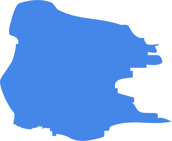 A map of the United States depicting each state in blue with black outlines.